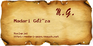 Madari Géza névjegykártya